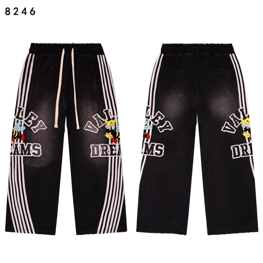 VALE USA Bee Embroidered Striped Hoodie & Sweatpants Set ¡ª detail