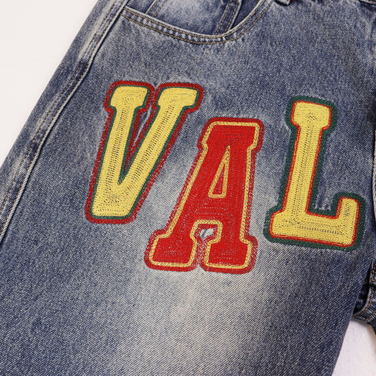 VALLEY Multicolor Embroidered Denim Shorts ¡ª detail