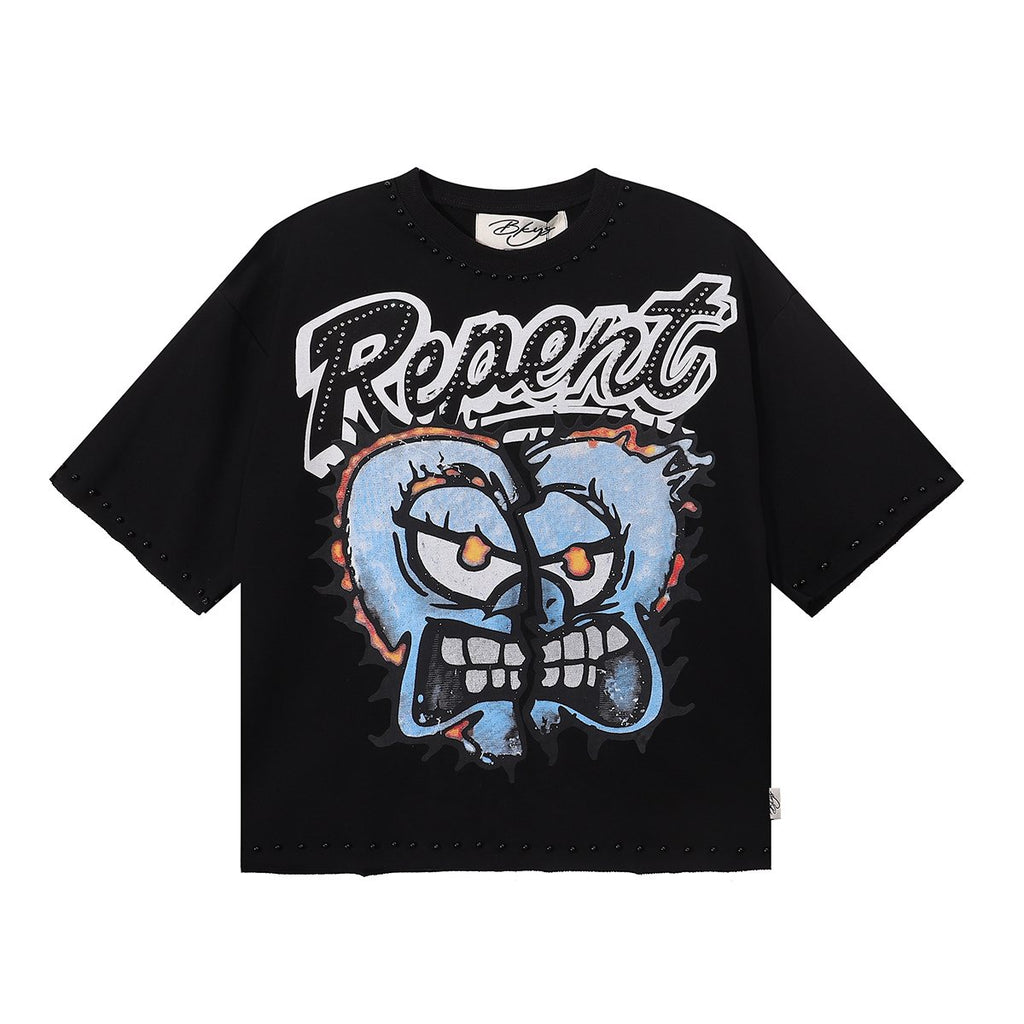BKYS Revival Repent Skull Rhinestone Cropped T-Shirt ¡ª hero