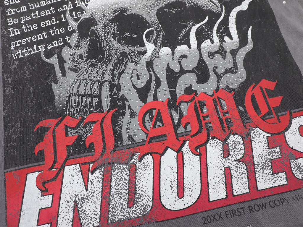 FIRST ROW Burning Flames Cropped Graphic T-Shirt ¡ª detail