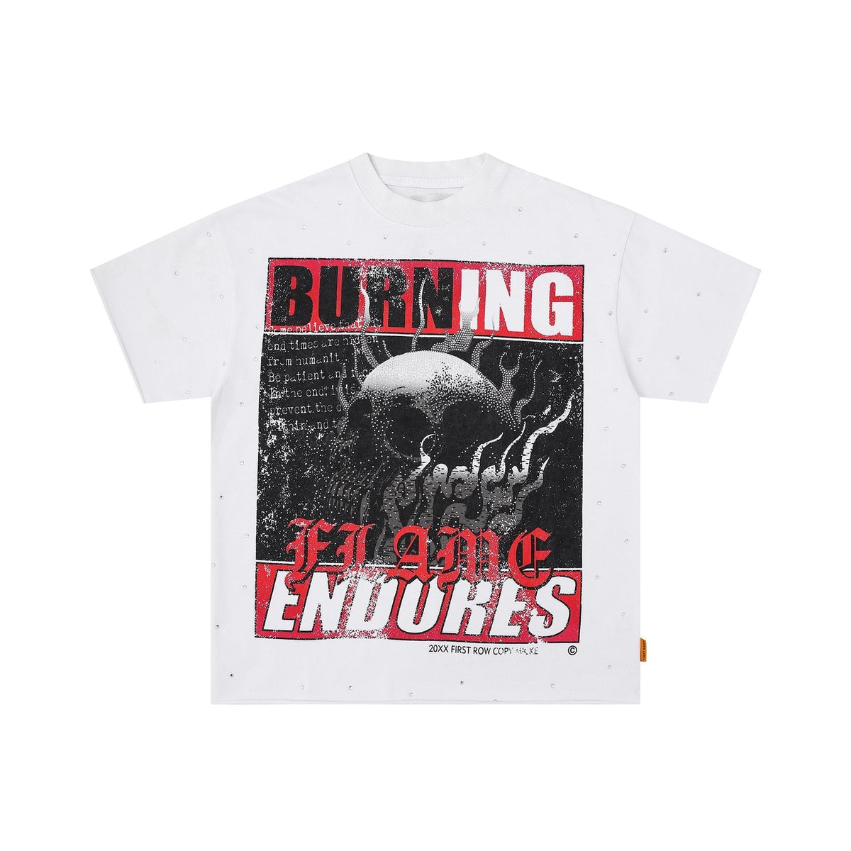 FIRST ROW Burning Flames Cropped Graphic T-Shirt ¡ª front