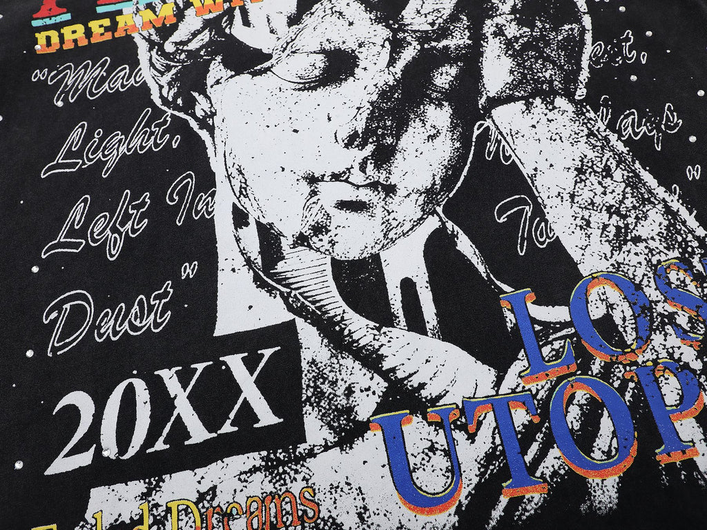 FIRST ROW Lost Utopia Illusion Cropped Graphic T-Shirt ¡ª detail