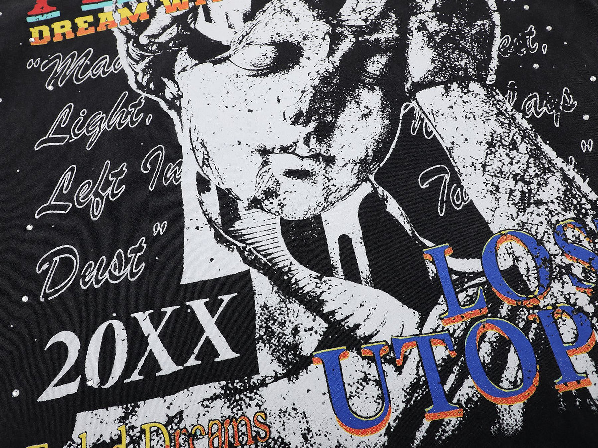 FIRST ROW Lost Utopia Illusion Cropped Graphic T-Shirt ¡ª detail
