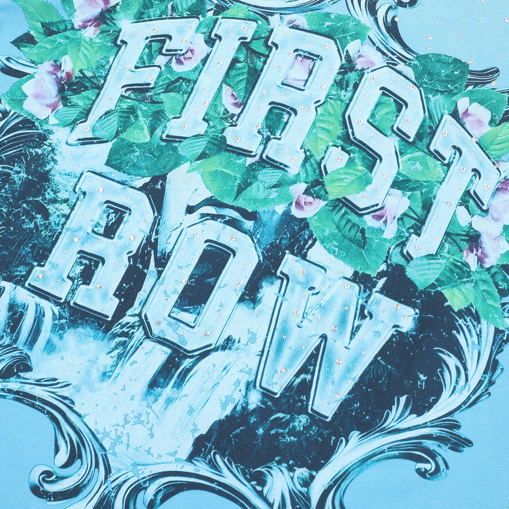 FIRST ROW Sky Blue Rhinestone Front & Back Graphic T-Shirt ¡ª detail