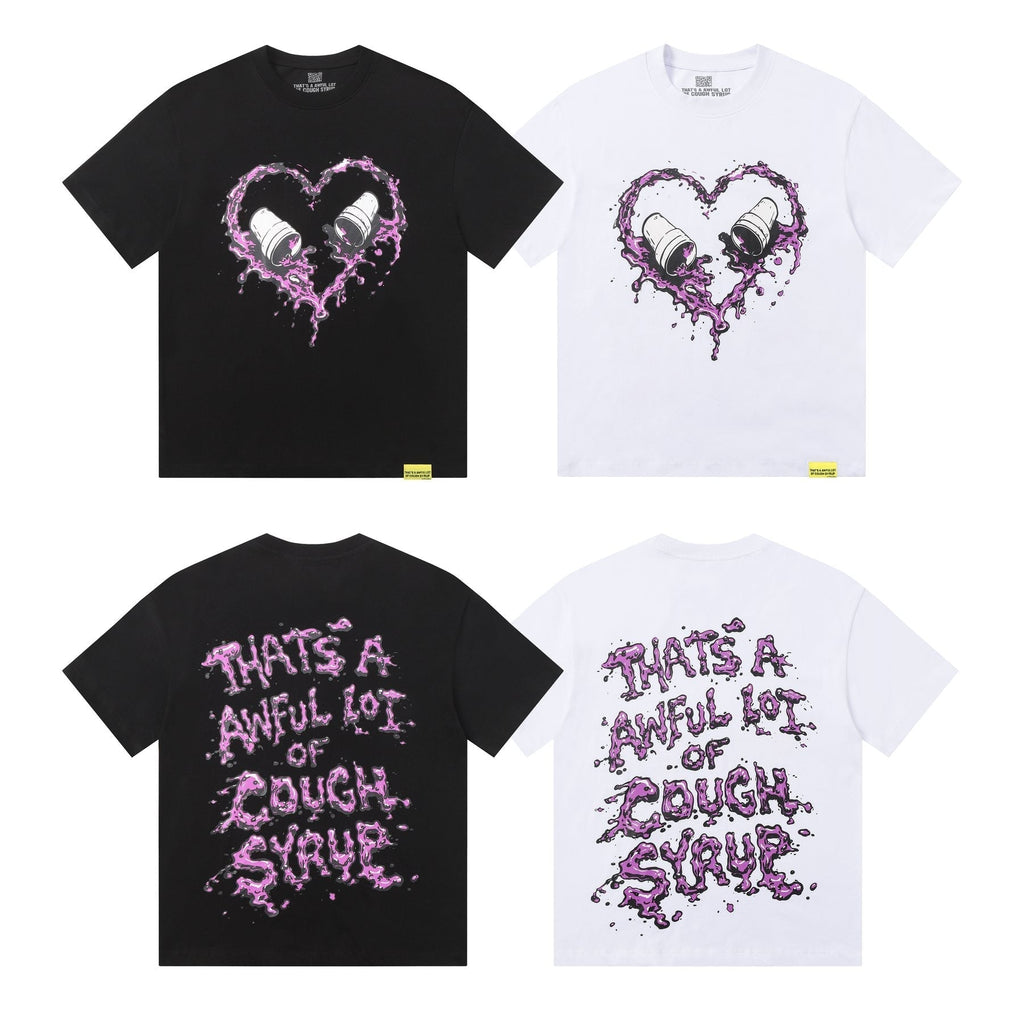 THAT'S A AWFUL LOT OF COUGH SYRUP Purple Front and Back Graphic T-Shirt ¡ª comparison