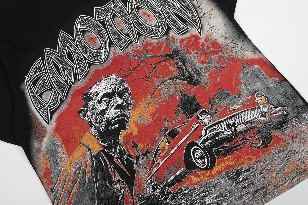 MIXED EMOTION Front-and-Back Graphic Short-Sleeve T-Shirt ¡ª detail