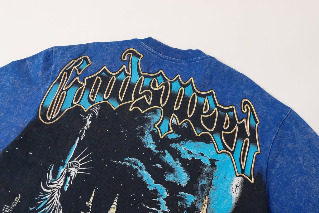 Godspeed Statue of Liberty Skyline Graphic T-Shirt ¡ª detail