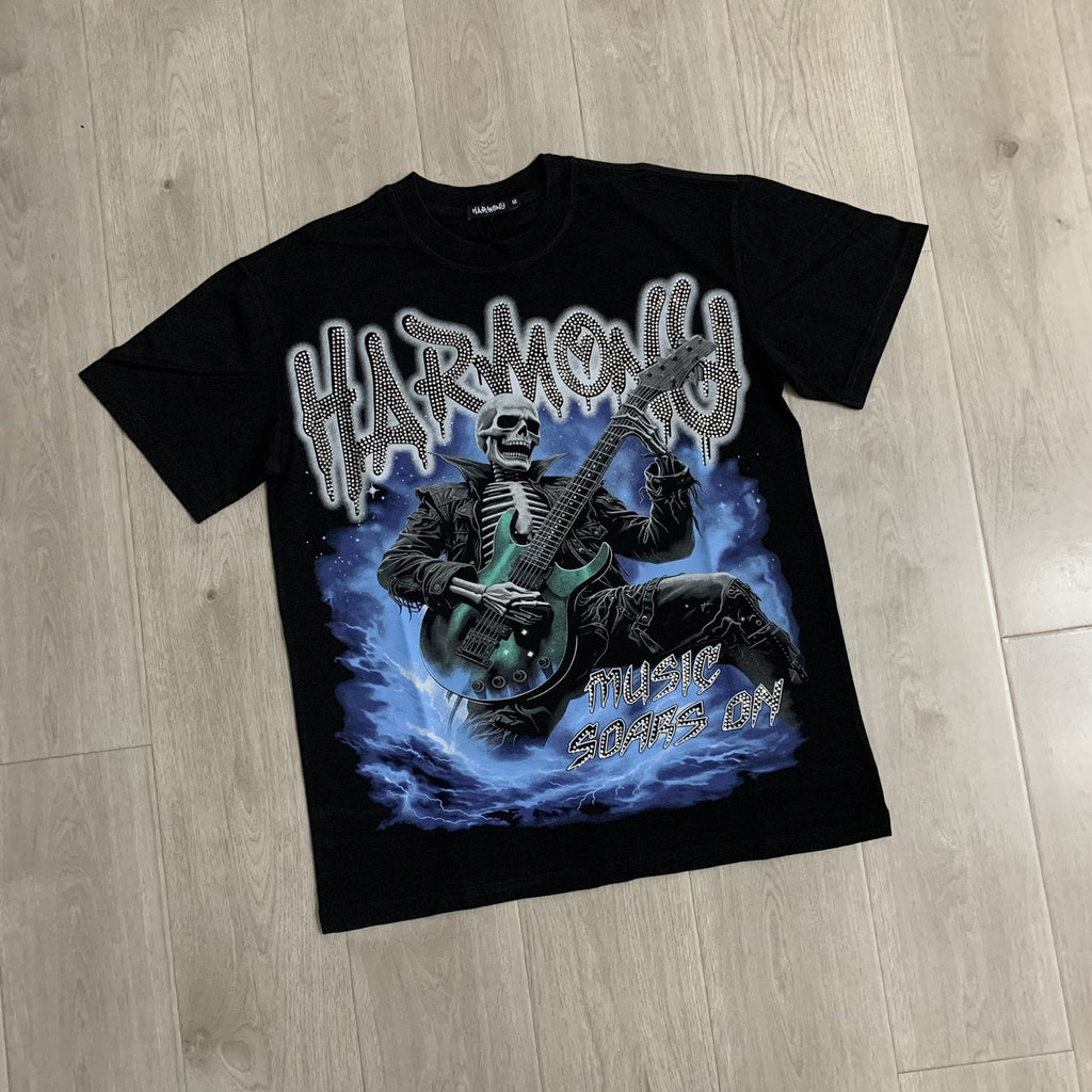 HARMONY Skeleton Guitar Graphic T-Shirt ¡ª front