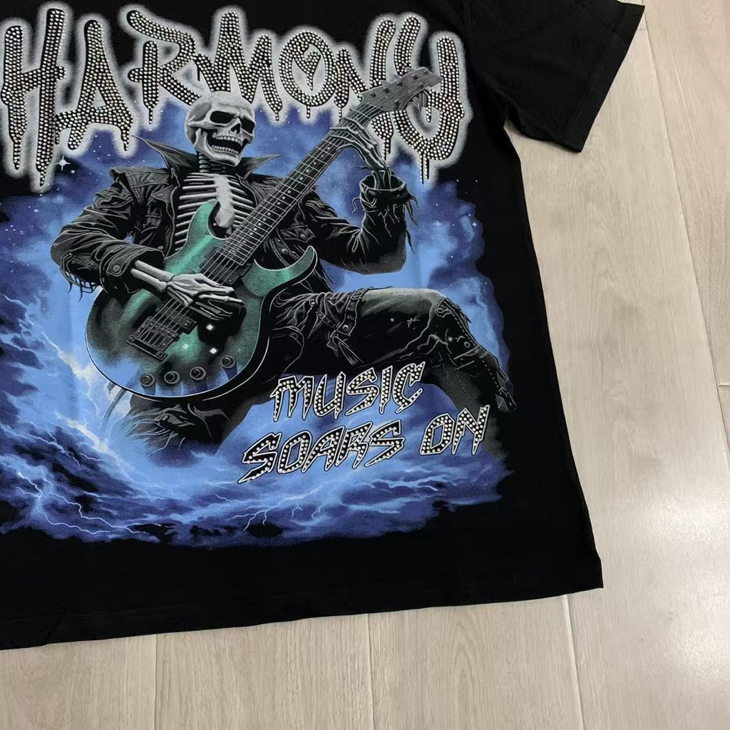 HARMONY Skeleton Guitar Graphic T-Shirt ¡ª detail