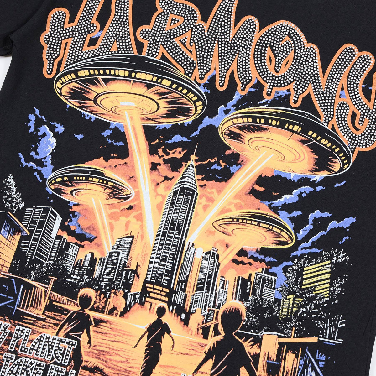 HARMONY UFO City Rhinestone Graphic T-Shirt ¡ª detail