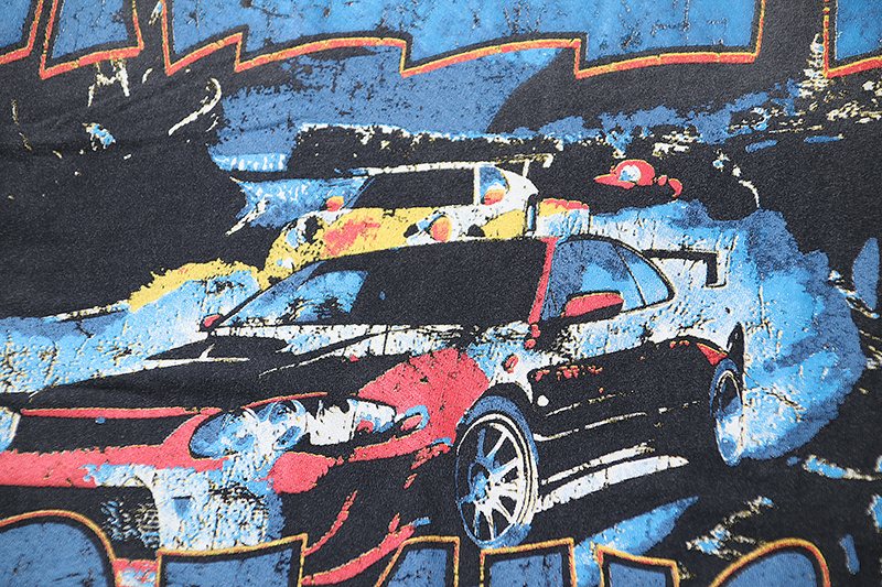 VALE USA Washed Black Car Graphic T-Shirt ¡ª detail