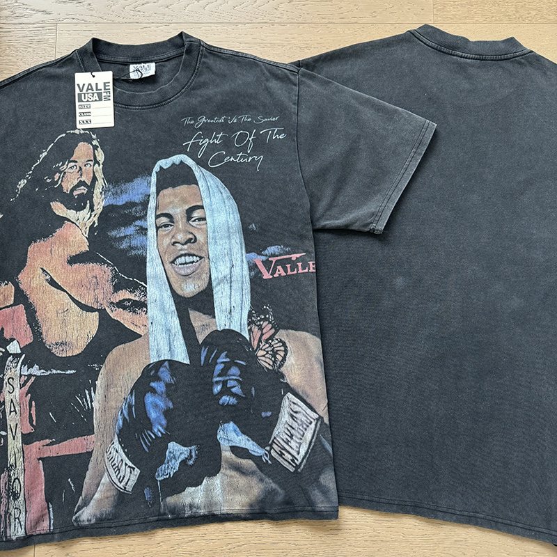 VALE USA Boxing Graphic Washed Black T-Shirt ¡ª context