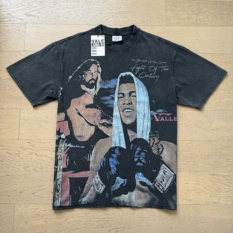 VALE USA Boxing Graphic Washed Black T-Shirt ¡ª hero