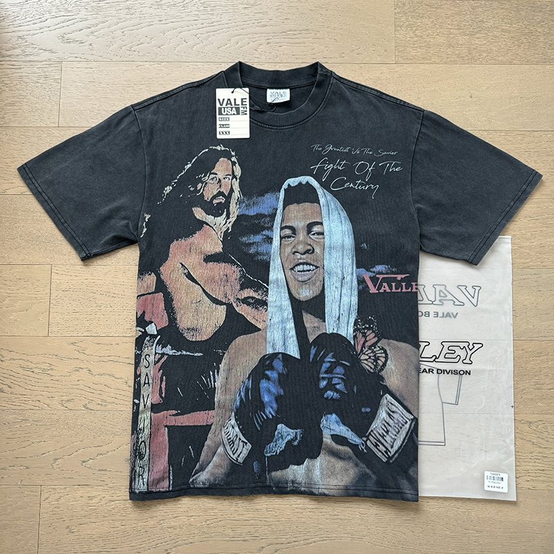 VALE USA Boxing Graphic Washed Black T-Shirt ¡ª context