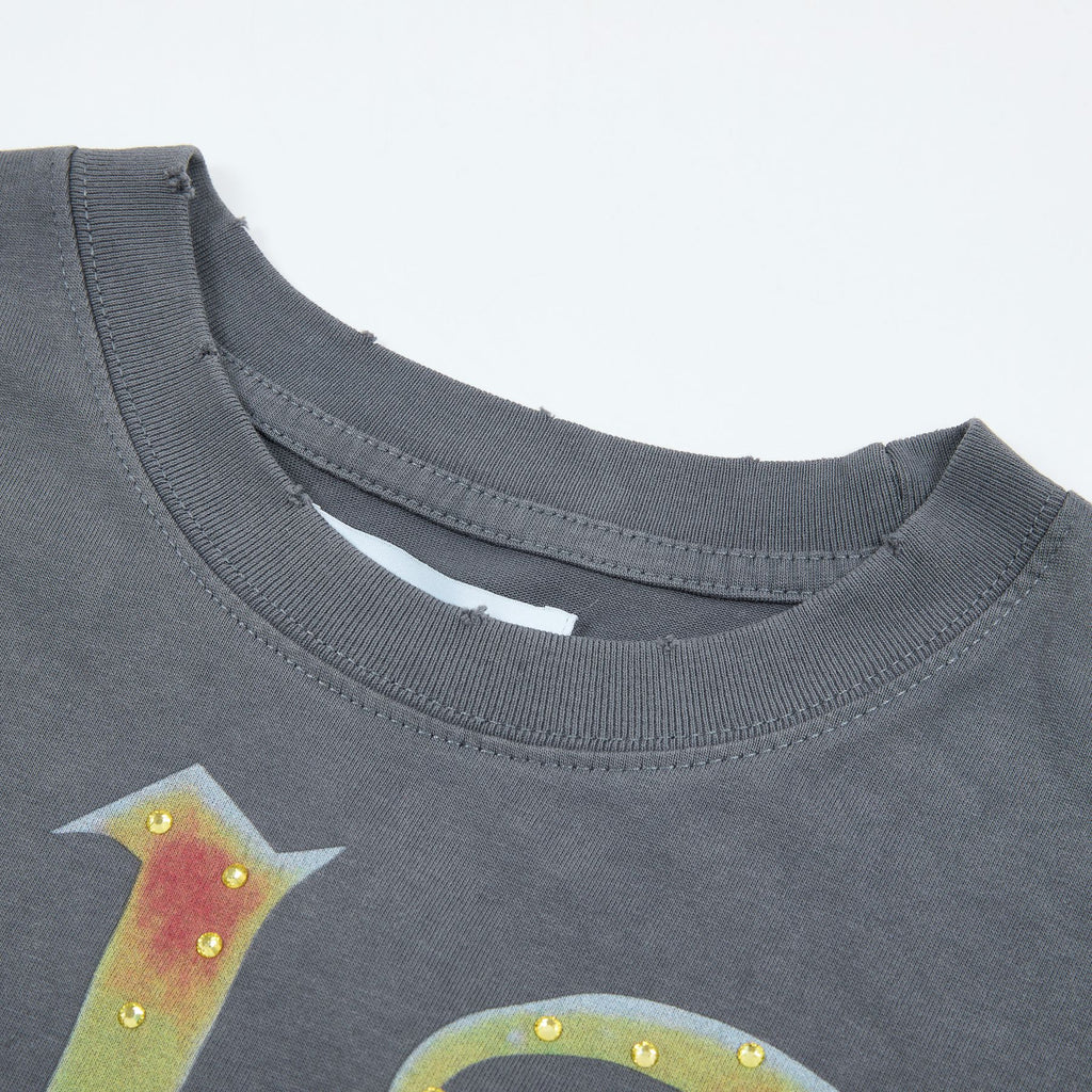 DUAA Cowboy Graphic Gray Short-Sleeve T-Shirt ¡ª detail