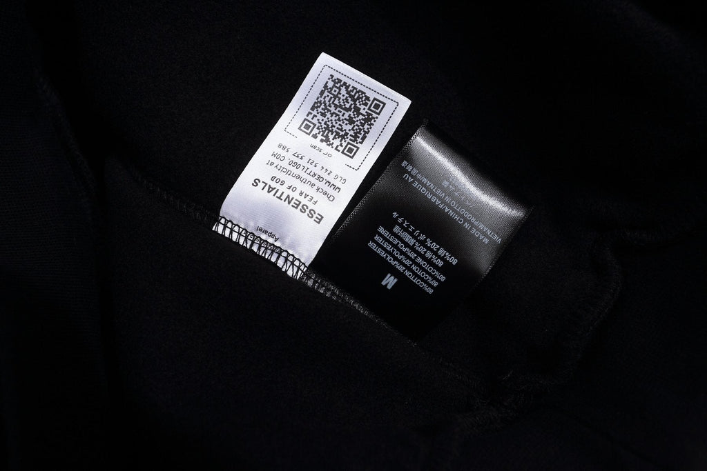 Fear of God Essentials Arched Graphic Hoodie in Black ¡ª neck_label