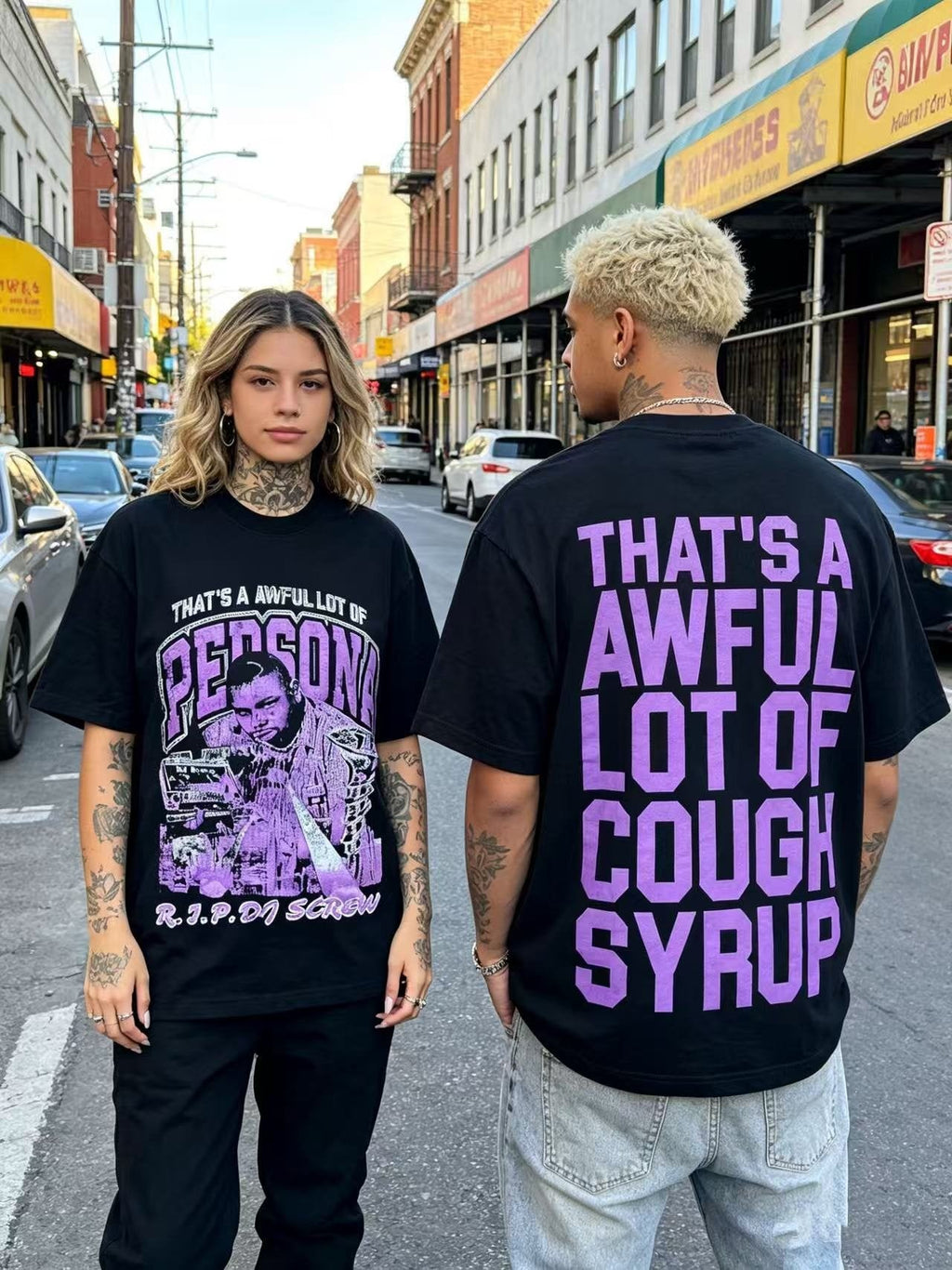 THAT'S A AWFUL LOT OF COUGH SYRUP Black Graphic Short-Sleeve T-Shirt ¡ª context