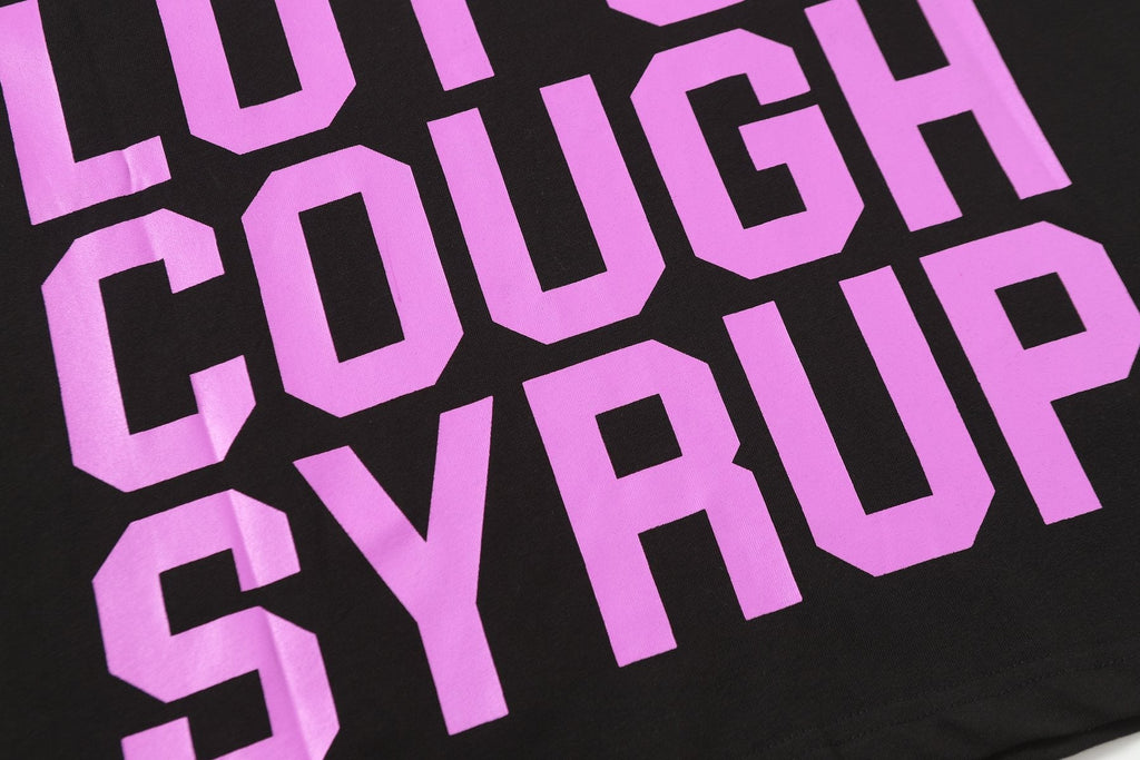 THAT'S A AWFUL LOT OF COUGH SYRUP Black Graphic Short-Sleeve T-Shirt ¡ª detail