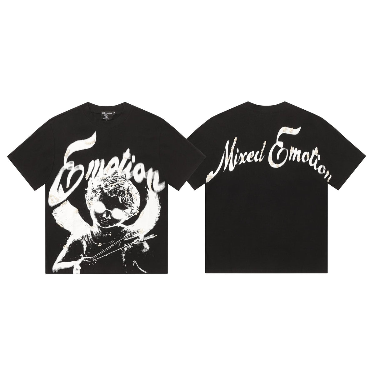 MIXED EMOTION Pearl Script Graphic T-Shirt ¡ª context