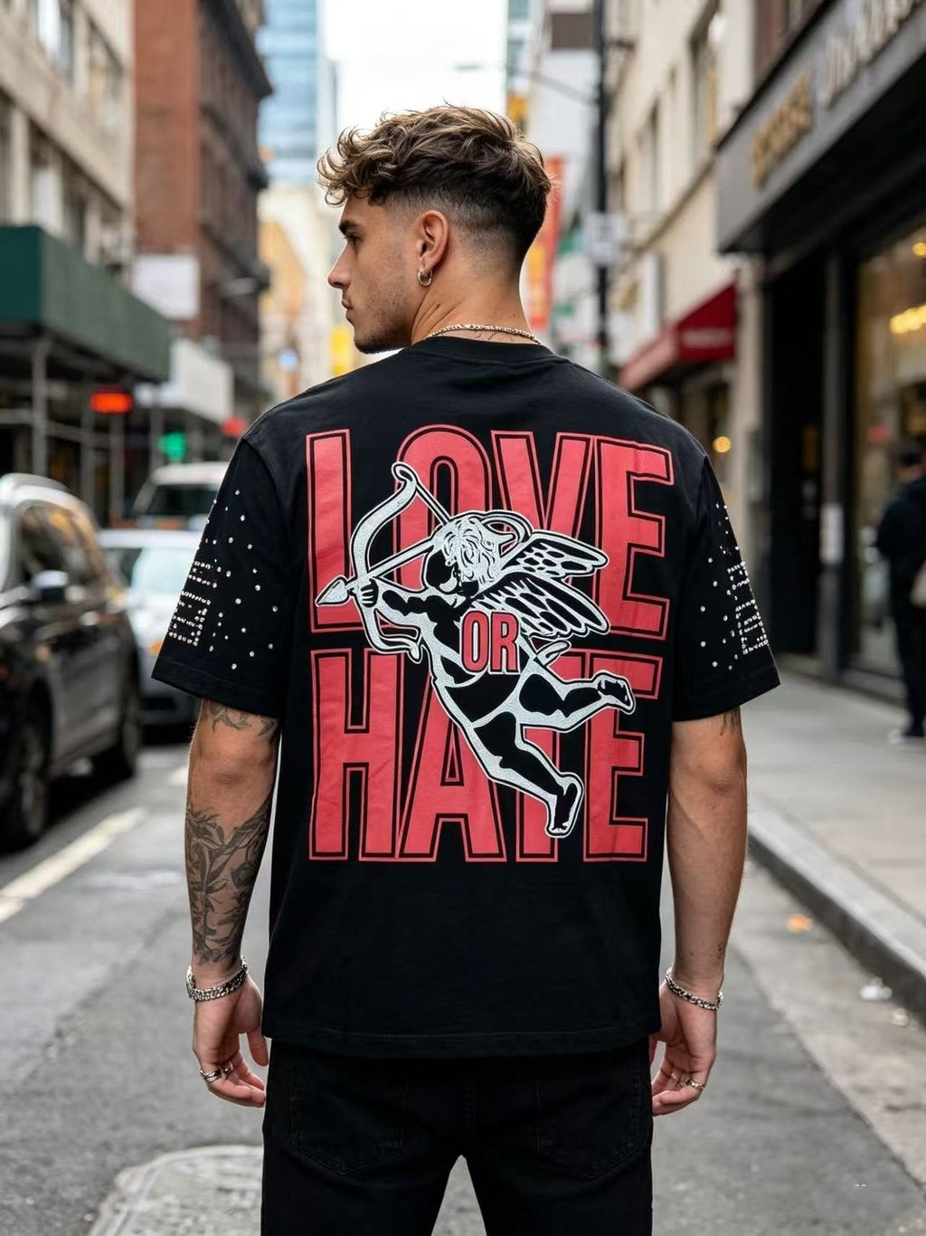 MIXED EMOTION Love or Hate Cupid Graphic T-Shirt ¡ª model
