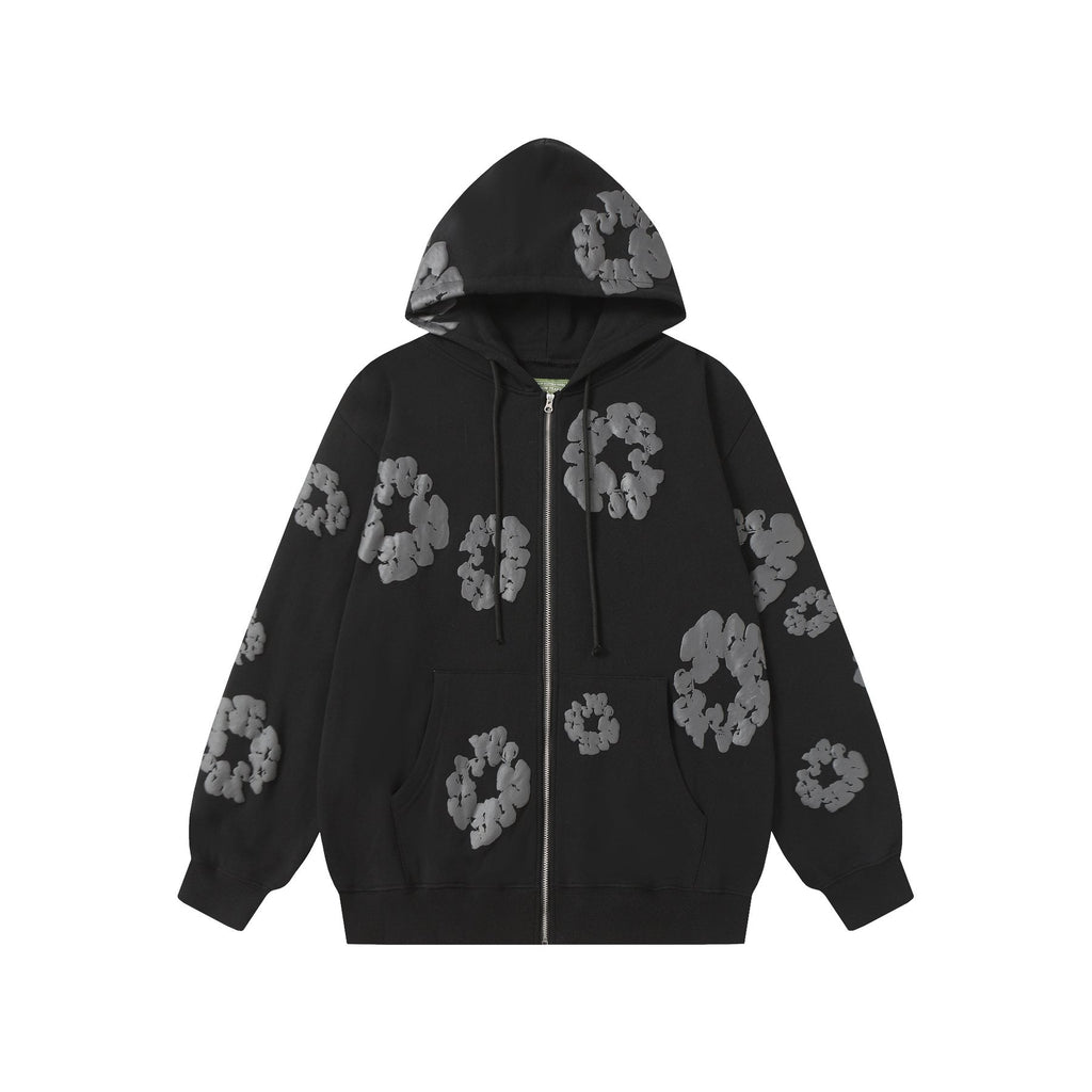 DENIM TEARS Floral Zip Hoodie ¡ª front