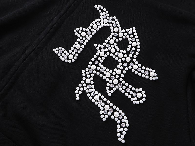 MIXED EMOTION Rhinestone Graphic Zip Hoodie ¡ª detail