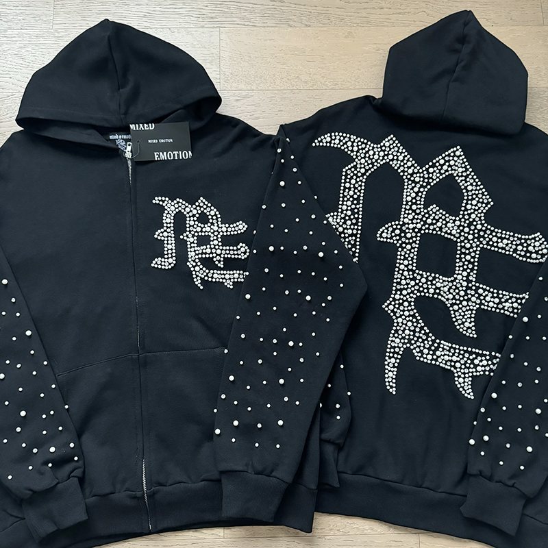 MIXED EMOTION Rhinestone Graphic Zip Hoodie & Sweatpants Set ¡ª comparison
