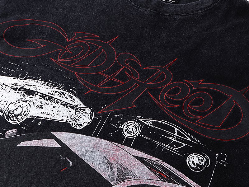 Godspeed Superun Sunday Miami Race Car Graphic T-Shirt ¡ª detail