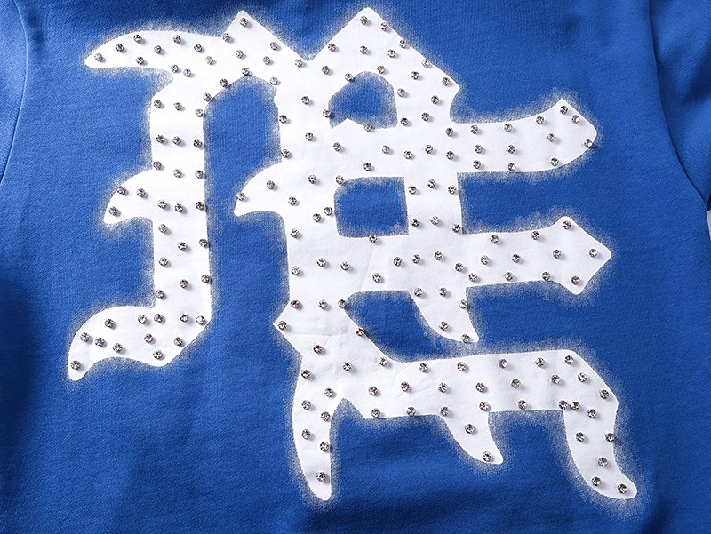 MIXED EMOTION Blue Rhinestone Zip Hoodie ¡ª detail