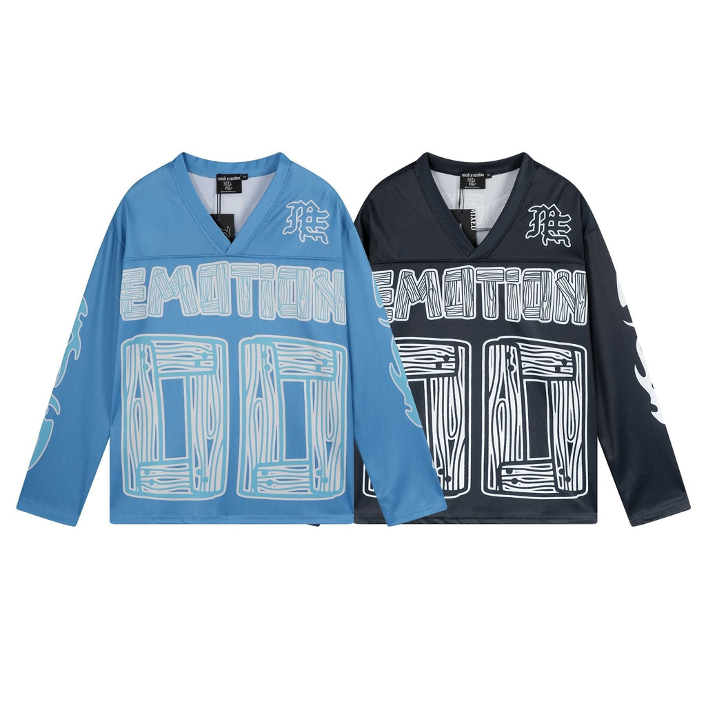 MIXED EMOTION V-Neck Jersey-Style Long-Sleeve T-Shirt ¡ª comparison