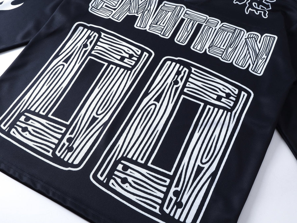 MIXED EMOTION V-Neck Jersey-Style Long-Sleeve T-Shirt ¡ª detail