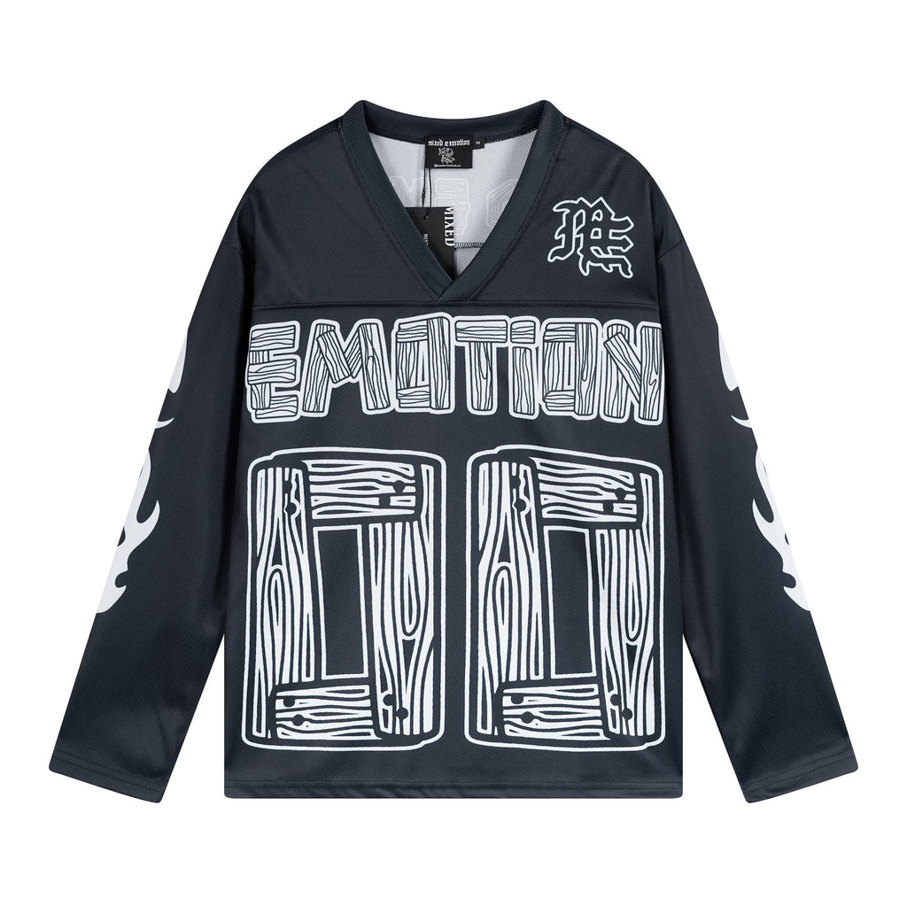 MIXED EMOTION V-Neck Jersey-Style Long-Sleeve T-Shirt ¡ª hero