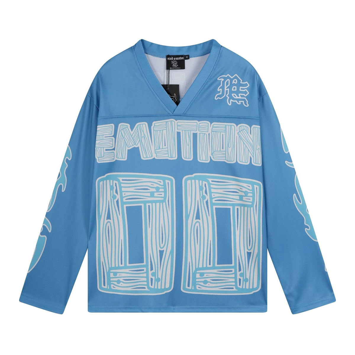 MIXED EMOTION V-Neck Jersey-Style Long-Sleeve T-Shirt ¡ª front