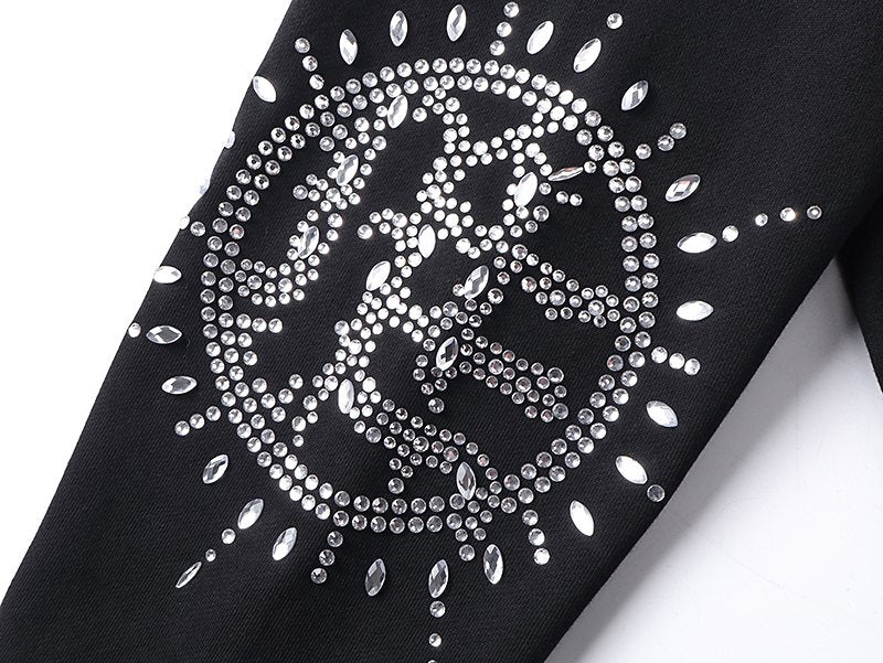 MIXED EMOTION Rhinestone Graphic Zip-Up Hoodie ¡ª detail