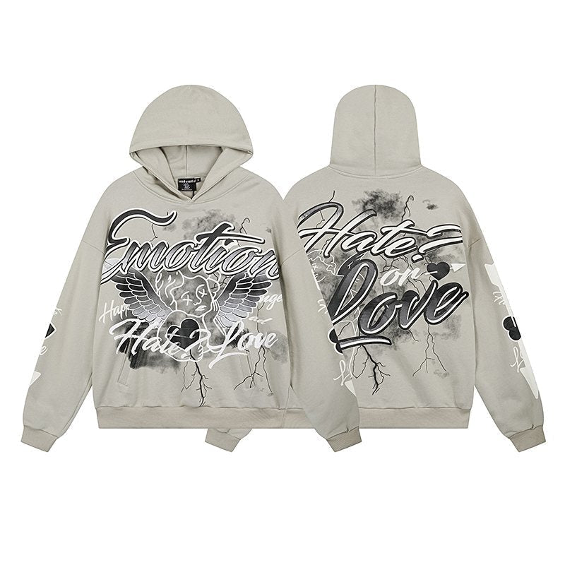 MIXED EMOTION Street Graffiti Graphic Hoodie ¡ª front