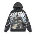 MIXED EMOTION Washed Black Graphic Zip Hoodie ¡ª hero