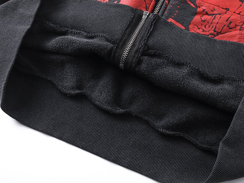 MIXED EMOTION Red Graphic Zip Hoodie ¡ª detail