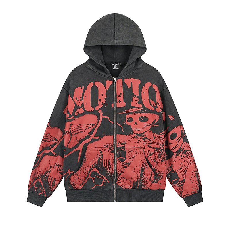 MIXED EMOTION Red Graphic Zip Hoodie ¡ª hero