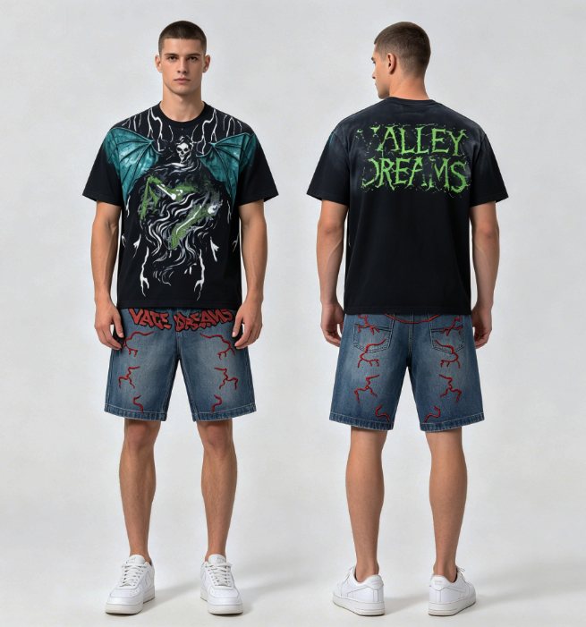 Valley Dreams Gothic Bat Skull Graphic T-Shirt ¡ª context