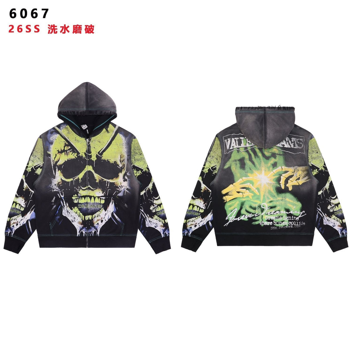 VALE USA Valley Dreams Skull Graphic Zip Hoodie ¡ª hero