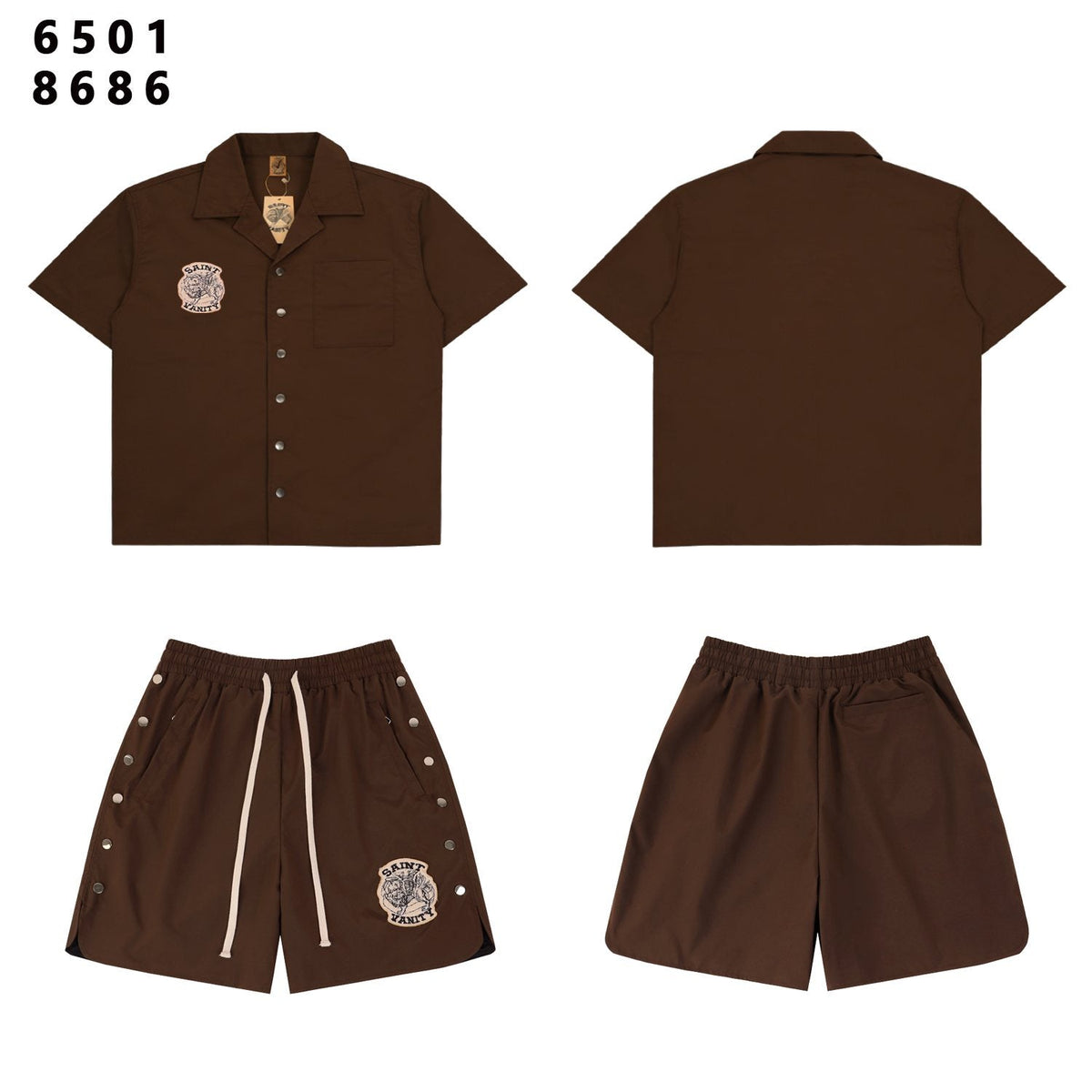 SAINT Tiger Patch Short-Sleeve Shirt & Shorts Set ¡ª front