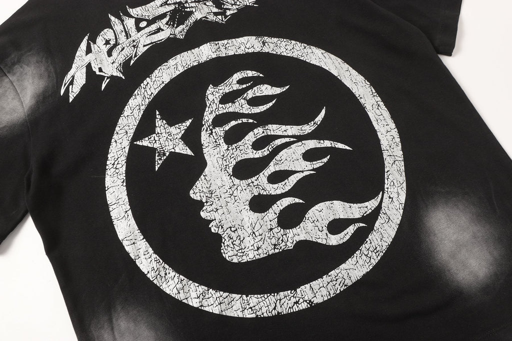 HELISTAR Distressed Silver Graphic T-Shirt ¡ª detail
