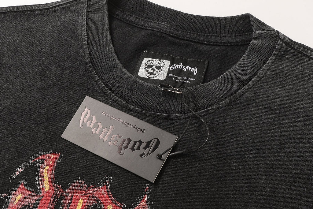 Godspeed Washed Black Skull Car Graphic T-Shirt ¡ª hang_tag