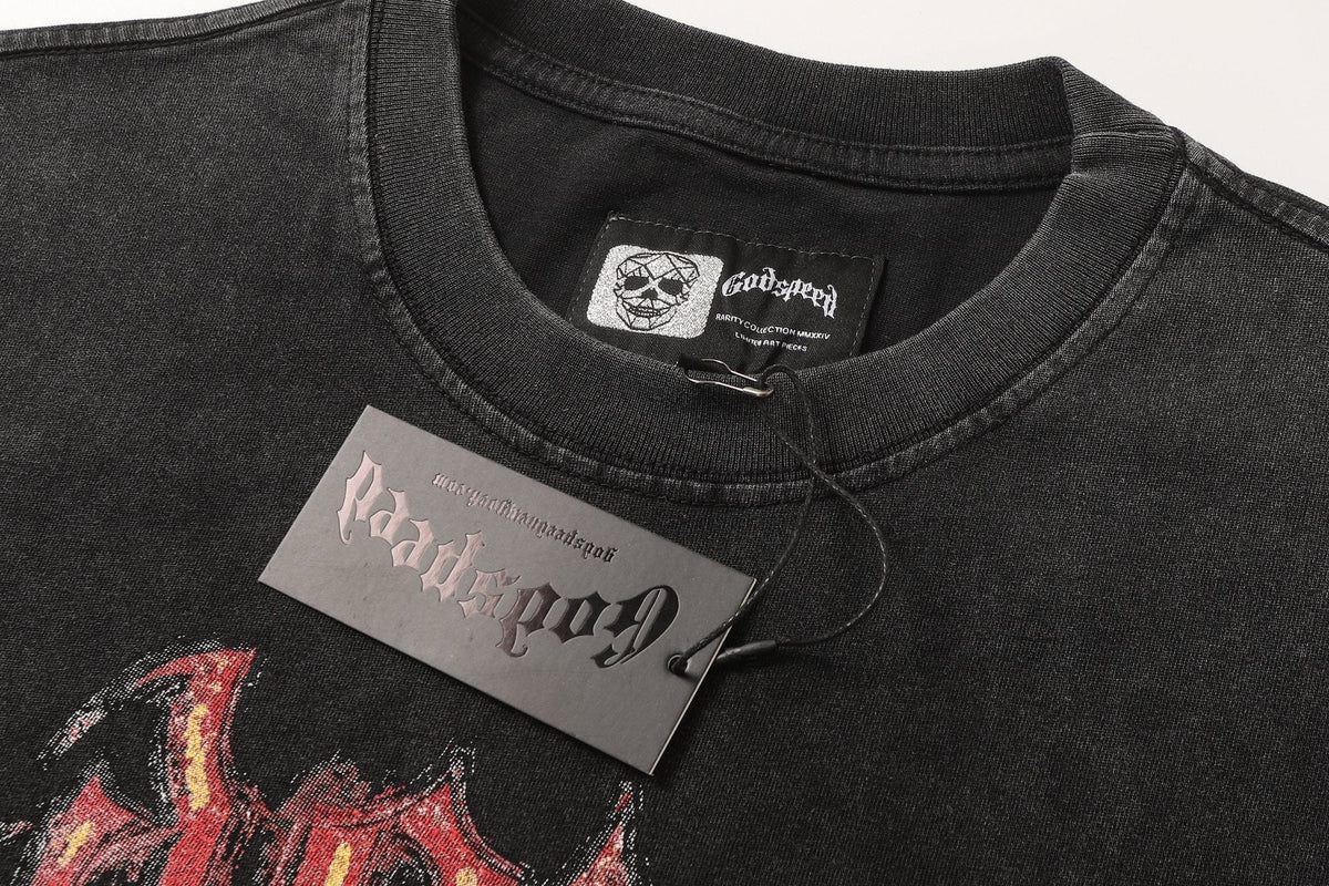 Godspeed Washed Black Skull Car Graphic T-Shirt ¡ª hang_tag