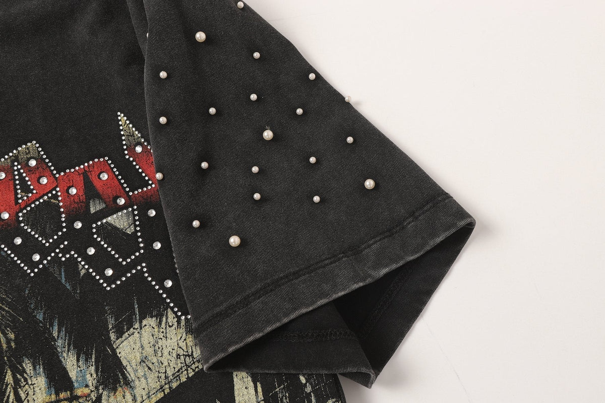 Godspeed Car & Building Graphic Studded-Sleeve T-Shirt ¡ª detail