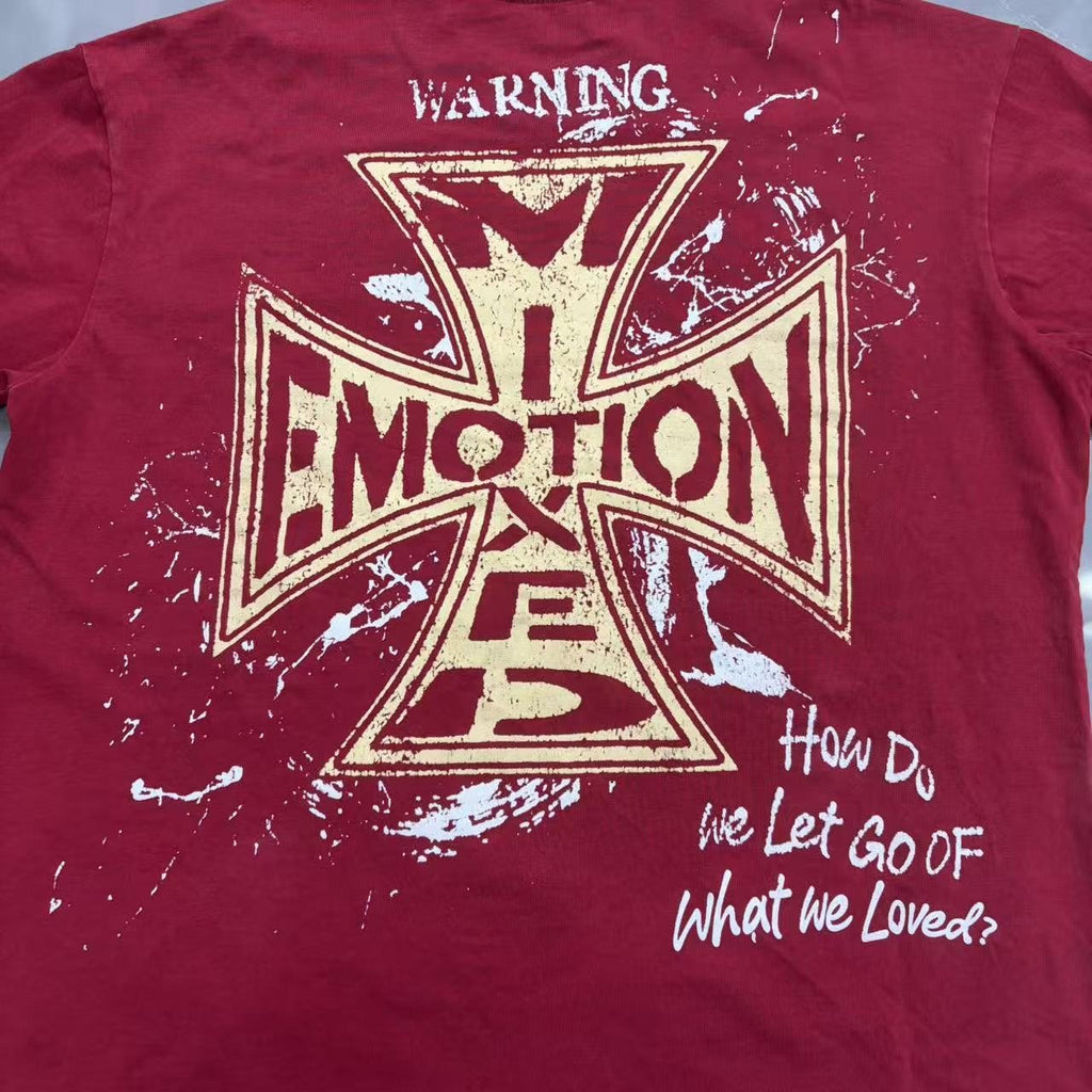 Mixed Emotion Warning Graphic Short-Sleeve T-Shirt ¡ª detail