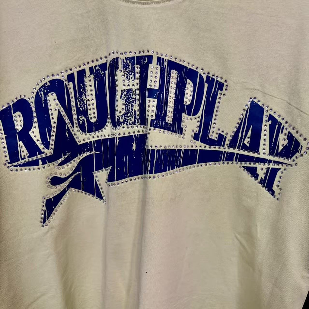 Rough Play Rhinestone Letter Graphic T-Shirt ¡ª detail