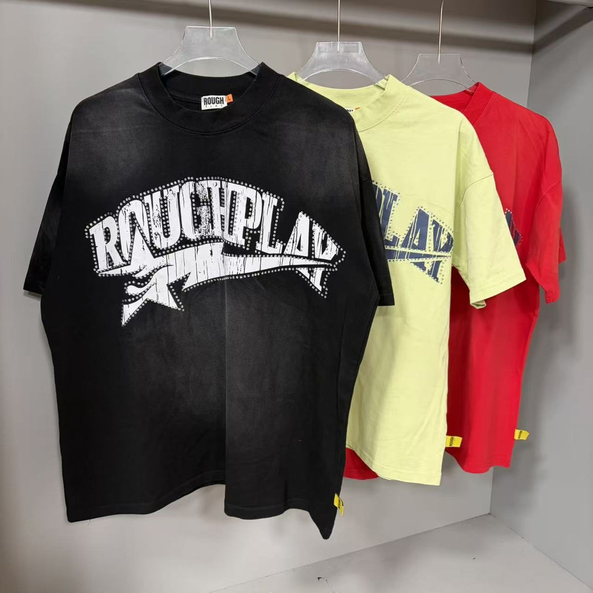 Rough Play Rhinestone Letter Graphic T-Shirt ¡ª front