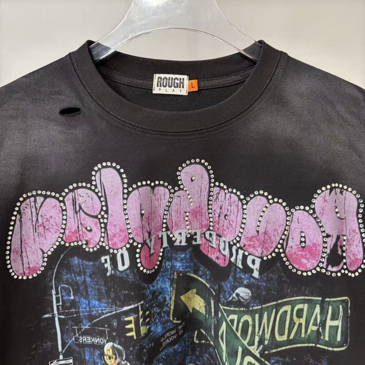 Rough Play Car & Road Sign Graphic T-Shirt ¡ª neck_label