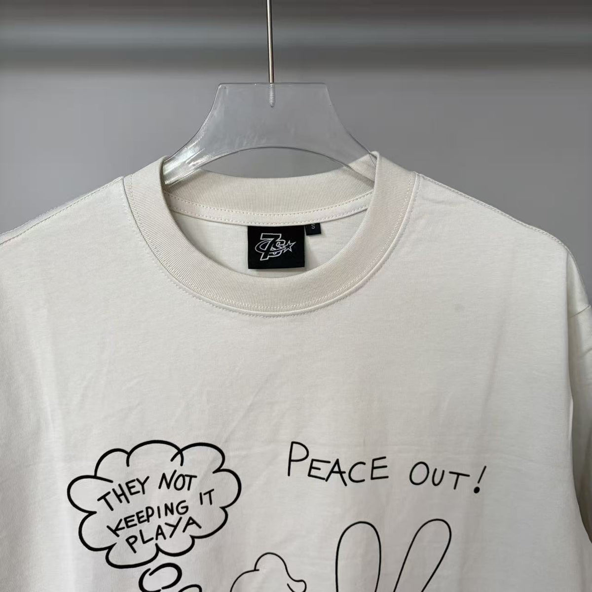 TRIPLE SEVENS S13 Hand-Print Graphic T-Shirt ¡ª neck_label